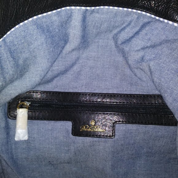 Brook Brothers Leather Black Tan Hobo Bag - Picture 9 of 16